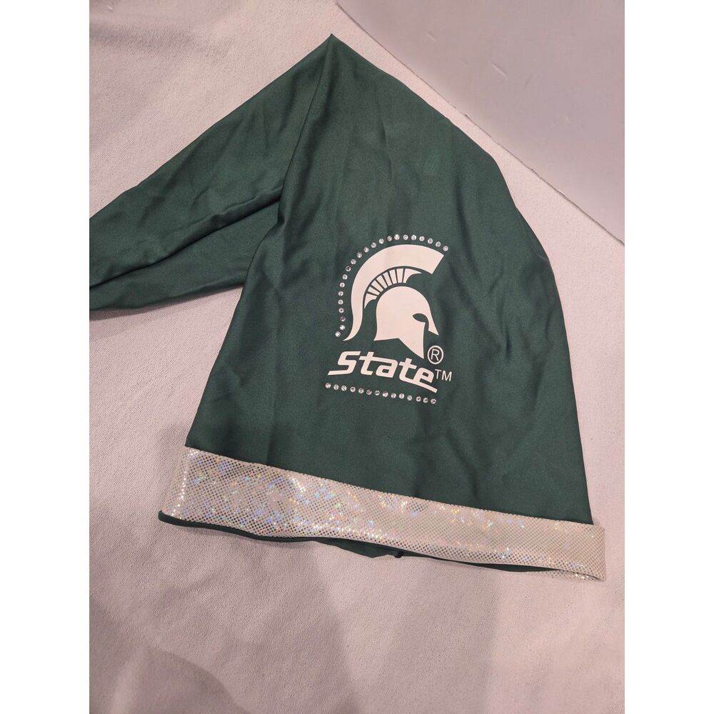 Michigan State Spartans Green Metallic Long Stocking Tailgate Christmas Hat MSU